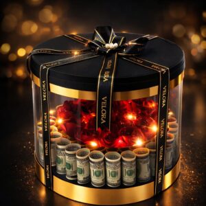 VALORA™ Luxe Money & Rose Edition Işıklı Kadife Aranjman